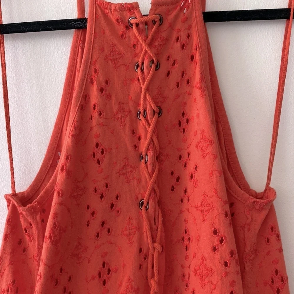 Free People Dream Date Eyelet Tank in Orange